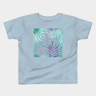 Purple Tropical Leaves Pattern Kids T-Shirt